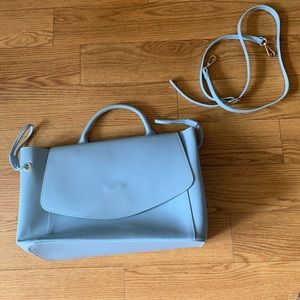 Neiman Marcus Italian leather satchel purse/ handbag.Light blue. 12x9 inches
